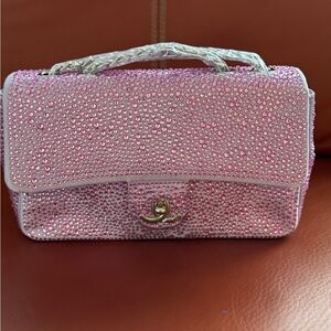 Designer Purple Pink Crystal Shoulder Bag